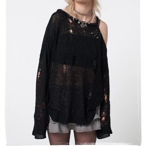 Minga Langdon Avril Distressed Knit Jumper Sweater